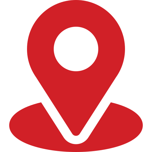 A red map location pin icon with a circular base, often used to mark locations for services like mobile pet grooming near me or to highlight mobile pet grooming services on a map.